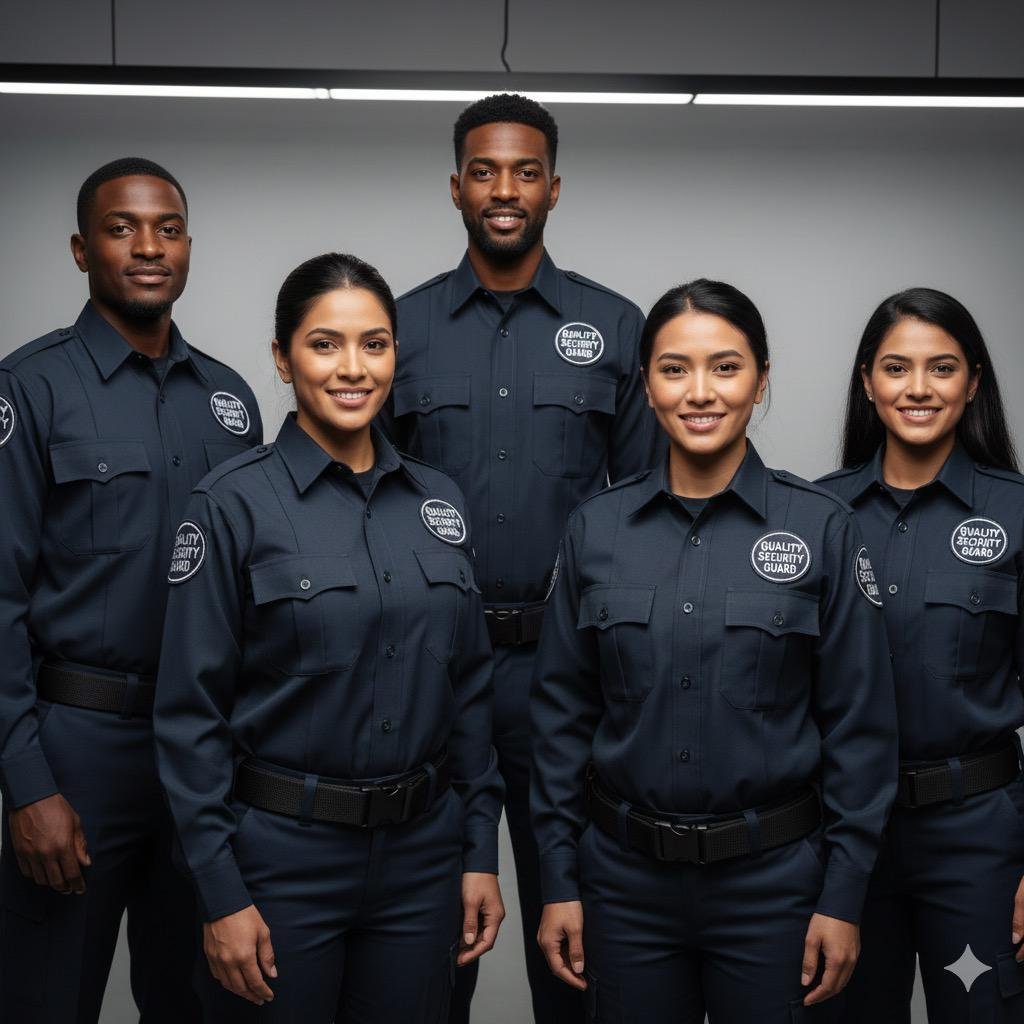 Professional security guard personnel on site